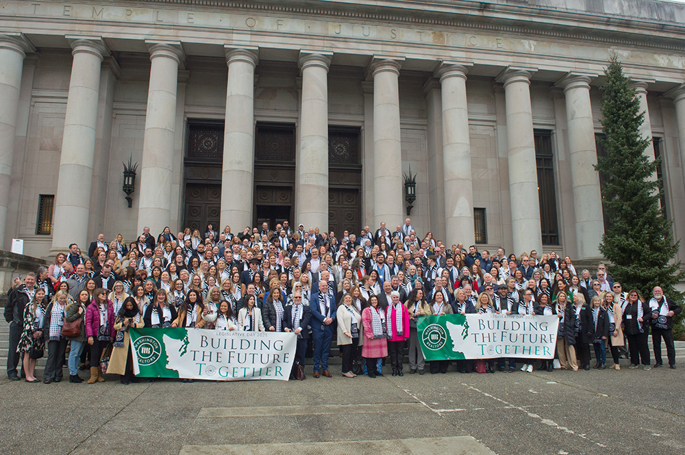 Realtor members on the Temple of Justice steps.