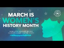 March is women's history month, graphic of a woman's face in green